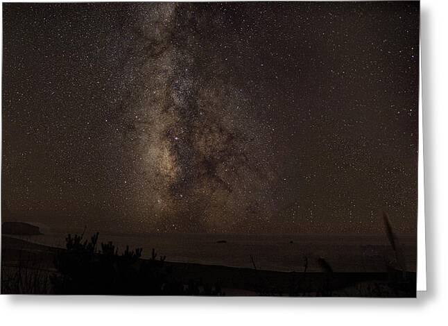 Milky Way Over Tranquil Shoreline Greeting Card