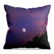 Moonlit Evening Over Silhouetted Hills Throw Pillow