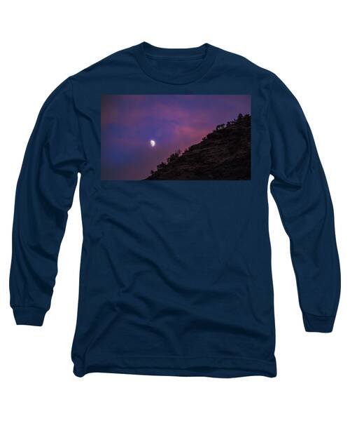 Moonlit Evening Over Silhouetted Hills Long Sleeve T-Shirt