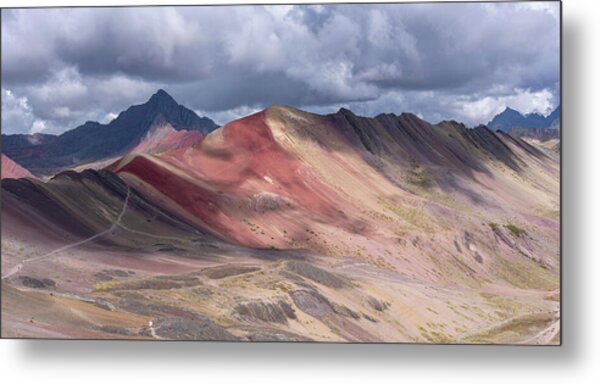 Rainbow Mountain Range Under Cloudy Skies Metal Print