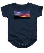 Vivid Twilight over Rocky Silhouette Baby One-Piece
