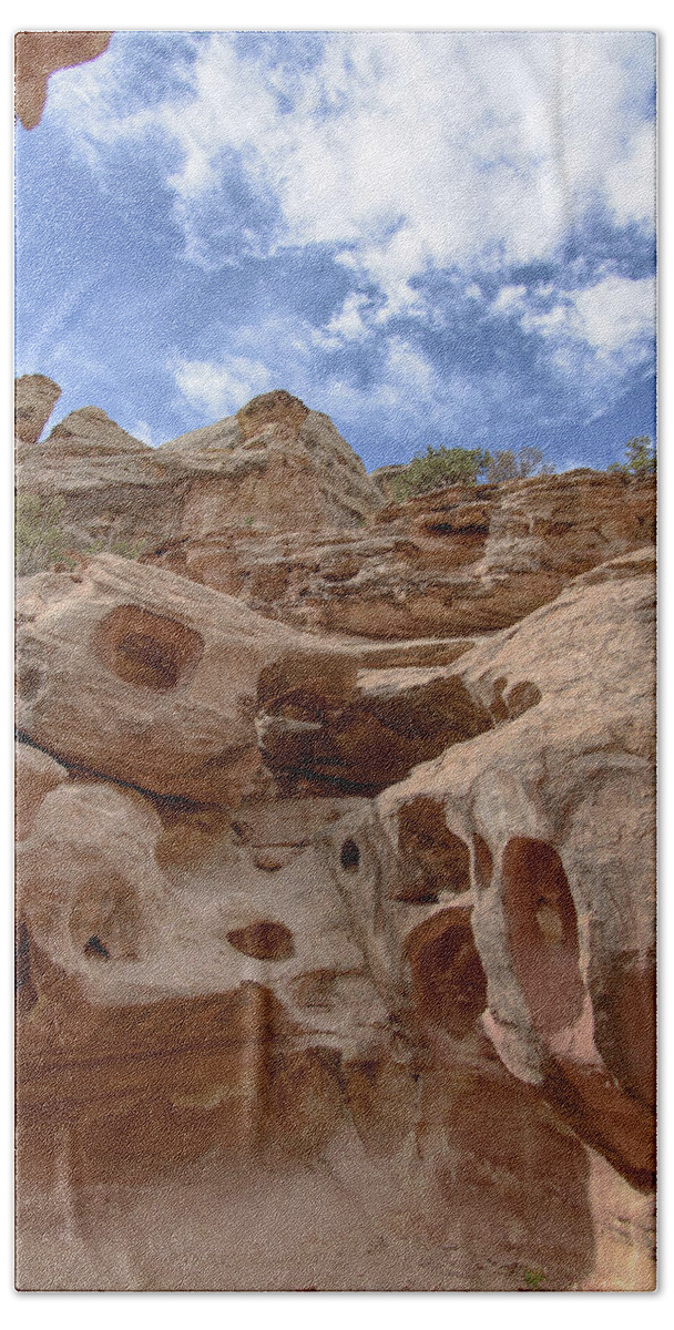 Majestic Rock Formations In Capitol Reef National Park Hand Towel