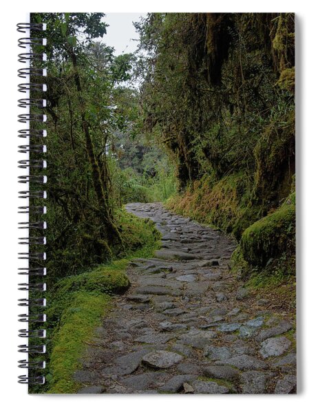 Moss-covered Path Through Lush Forest On The Inca Trail Spiral Notebook
