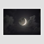 Shimmering Crescent Among Clouds Sticker