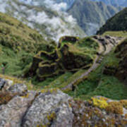 Misty Mountain Pathway Of The Inca Trail Art Print