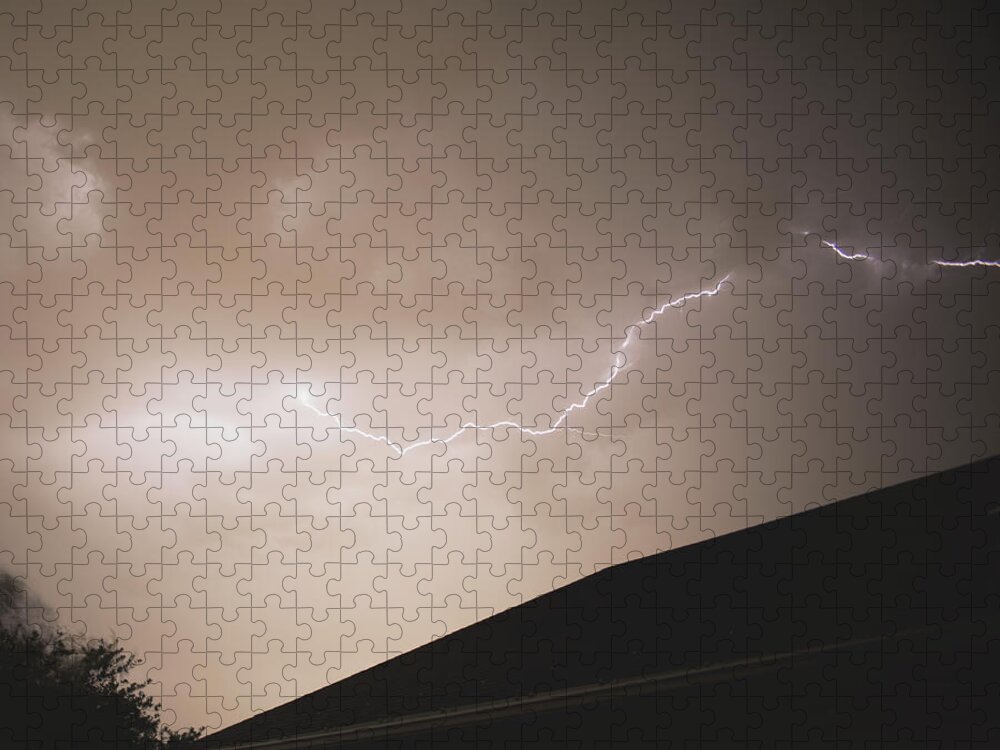 Lightning Illuminates Night Sky Jigsaw Puzzle