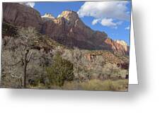 Majestic Mountain Under Clear Blue Sky Greeting Card