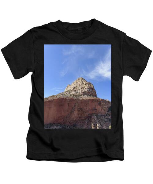Majestic Mountain Peak Under Blue Sky Kids T-Shirt