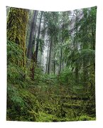 Misty Forest Silhouettes In Olympic National Park Tapestry