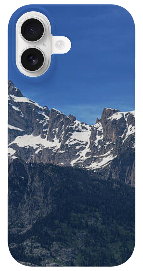 Snow-capped Teton Mountain Peaks Under Blue Sky iPhone Case