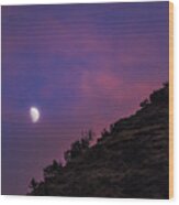 Moonlit Evening Over Silhouetted Hills Wood Print