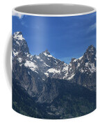 Snow-capped Teton Mountain Peaks Under Blue Sky Coffee Mug