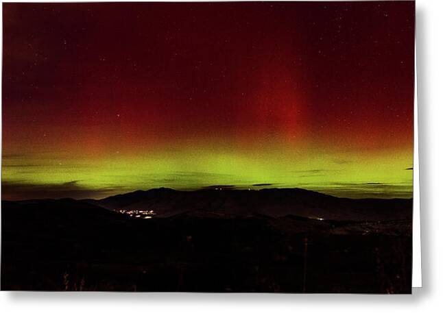 Northern Lights Over Mountain Range Greeting Card