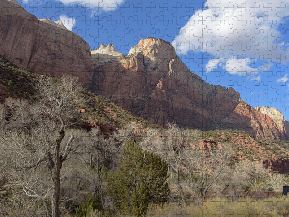 Majestic Mountain Under Clear Blue Sky Jigsaw Puzzle