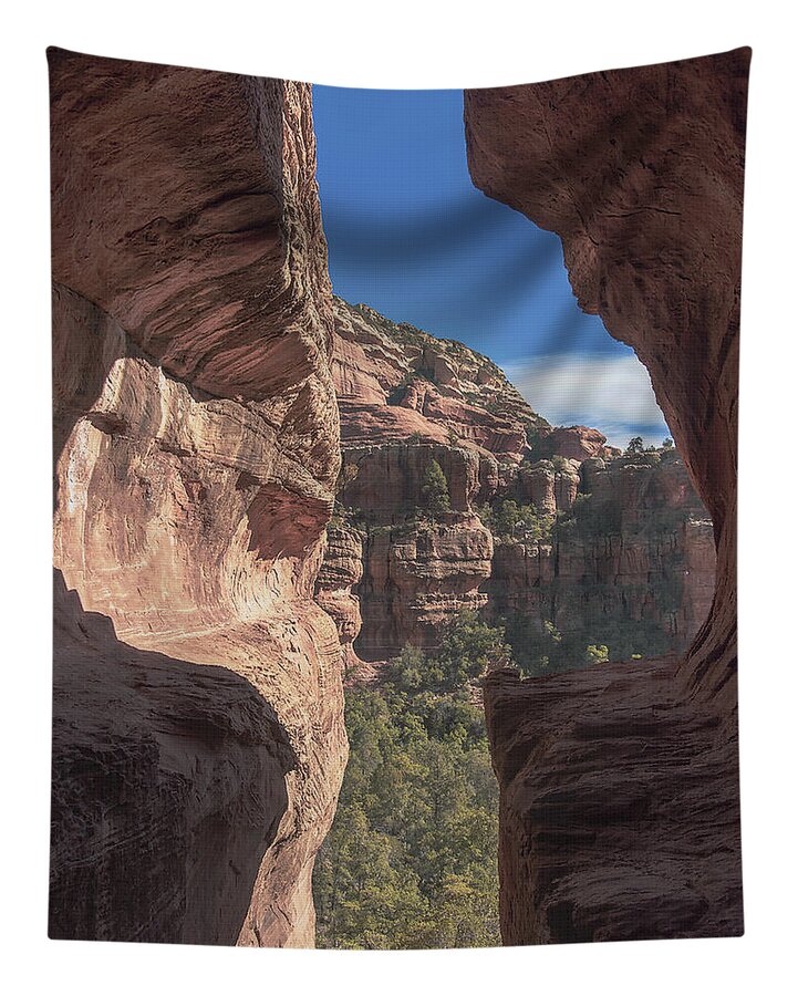 Canyon View Framed By Rocky Cliffs Tapestry