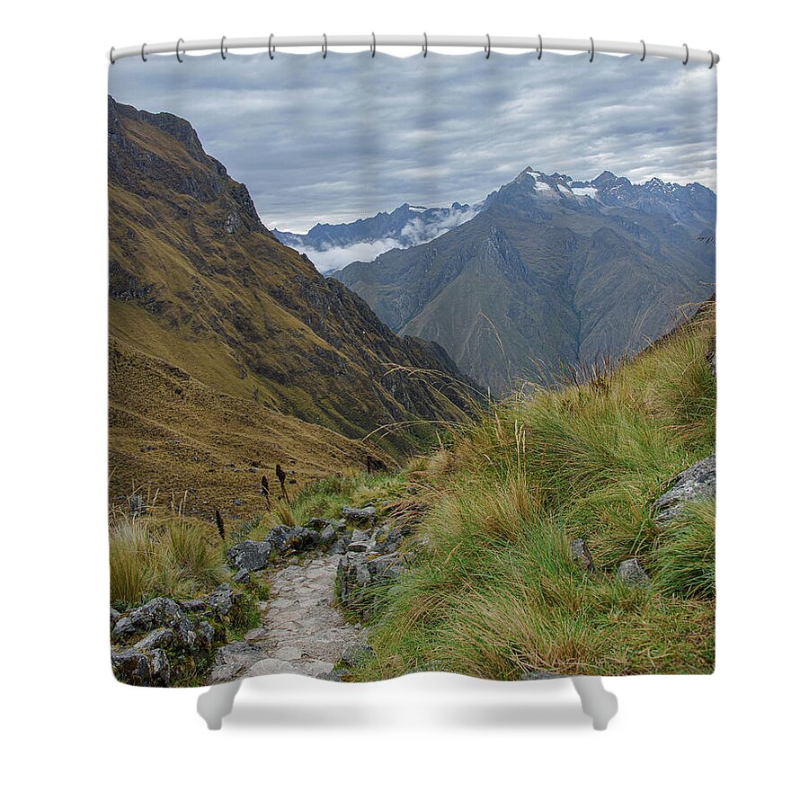 Trail Through Majestic Mountain Landscape To Dead Woman's Pass Shower Curtain