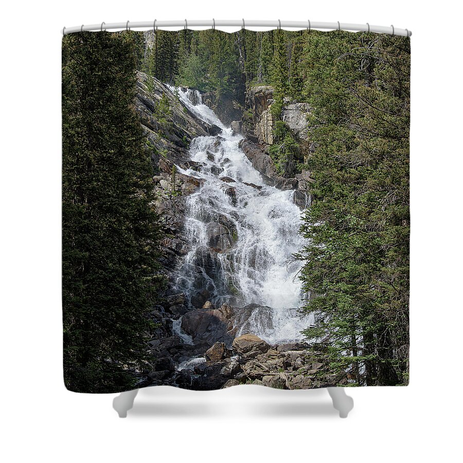 Waterfall Amidst Forest Landscape Shower Curtain