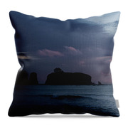 Serene Coastal Sunset with Cliffs Throw Pillow
