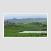 Tranquil Green Hills And Distant Sea Sticker