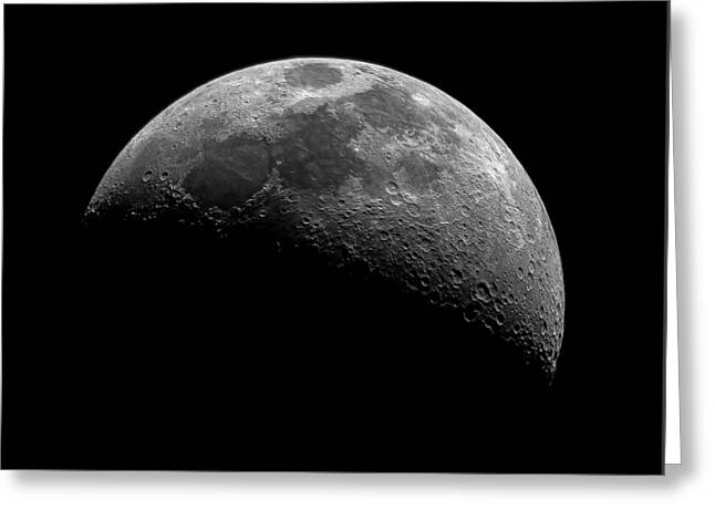 Illuminated Half Of The Moon Greeting Card