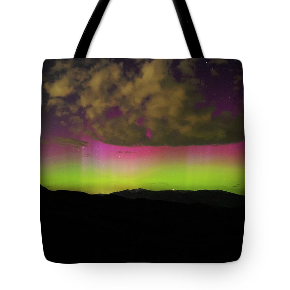 Vibrant Aurora Over Wasatch Mountain Range Tote Bag