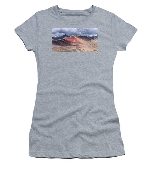 Rainbow Mountain Range Under Cloudy Skies Women's T-Shirt