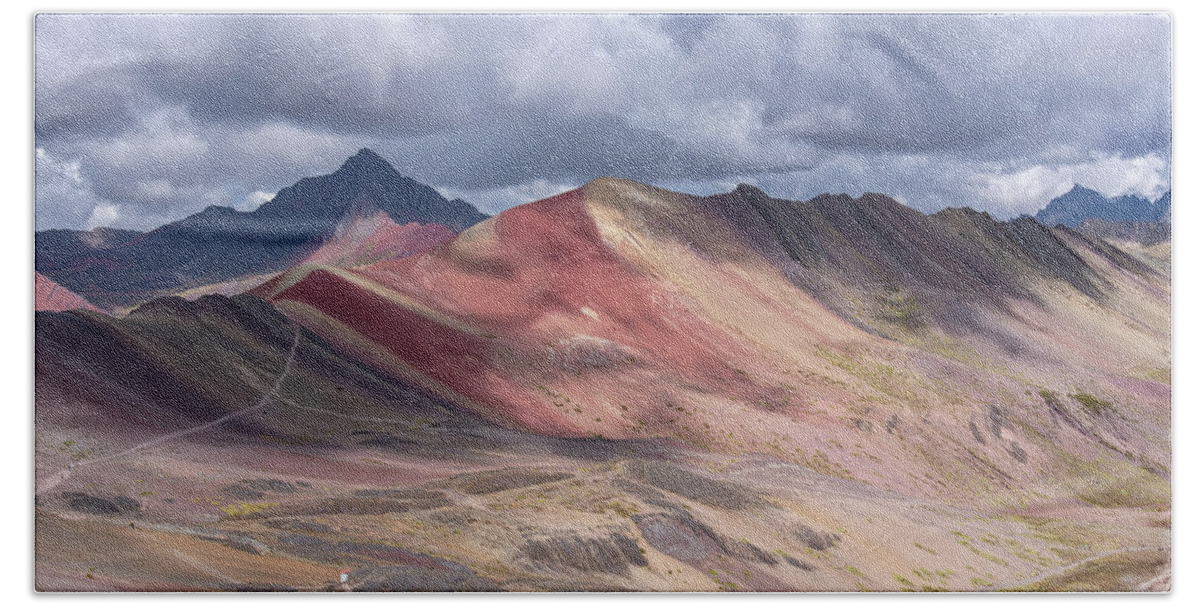 Rainbow Mountain Range Under Cloudy Skies Bath Towel