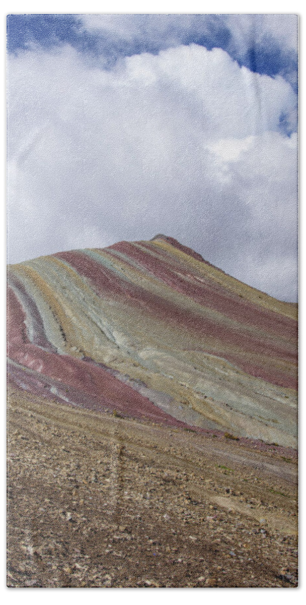 Colorful Mountain Range Under Cloudy Sky Bath Towel