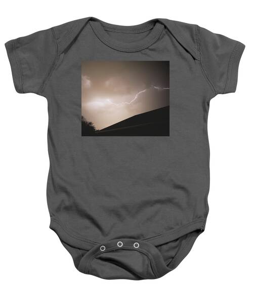 Lightning Illuminates Night Sky Baby One-Piece