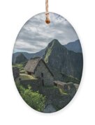 Ancient Ruins With Majestic Mountain Backdrop Ornament