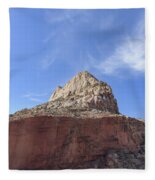 Majestic Mountain Peak Under Blue Sky Fleece Blanket