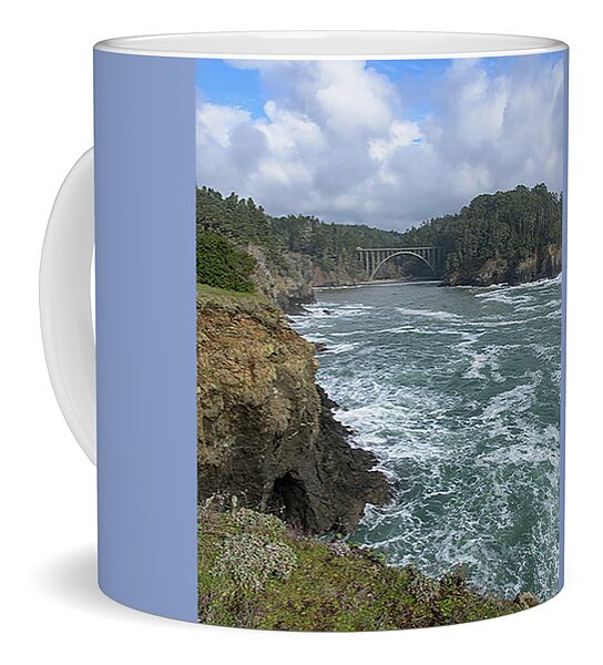 Coastal Bridge Over Rushing Waters Coffee Mug