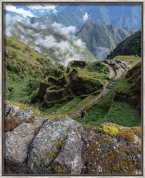 Misty Mountain Pathway Of The Inca Trail Framed Print