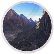 Breathtaking Valley Vista In Zion National Park Round Beach Towel