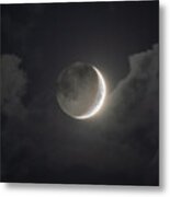 Shimmering Crescent Among Clouds Metal Print