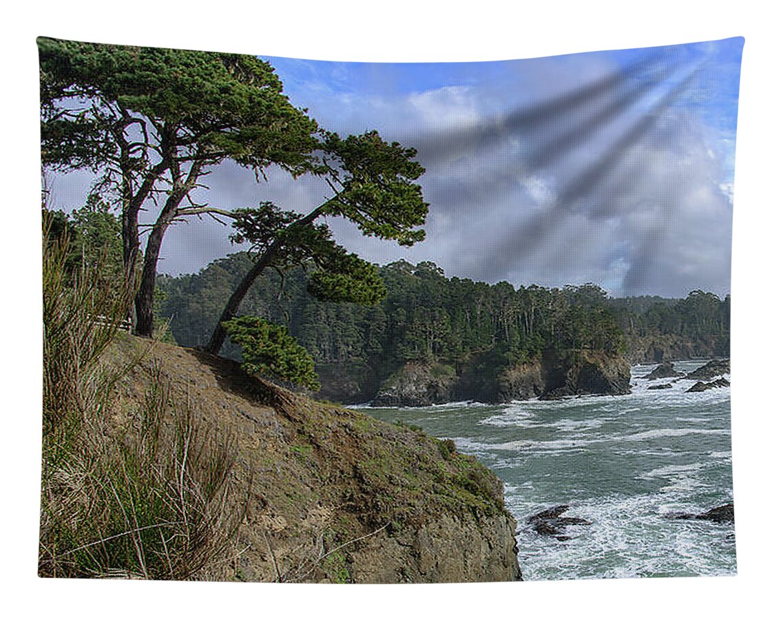 Coastal Serenity With Rugged Cliffs Tapestry