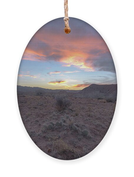 Desert Sunset Over Rugged Terrain Ornament