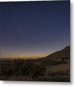 Twilight Comet Over Desert Landscape Metal Print