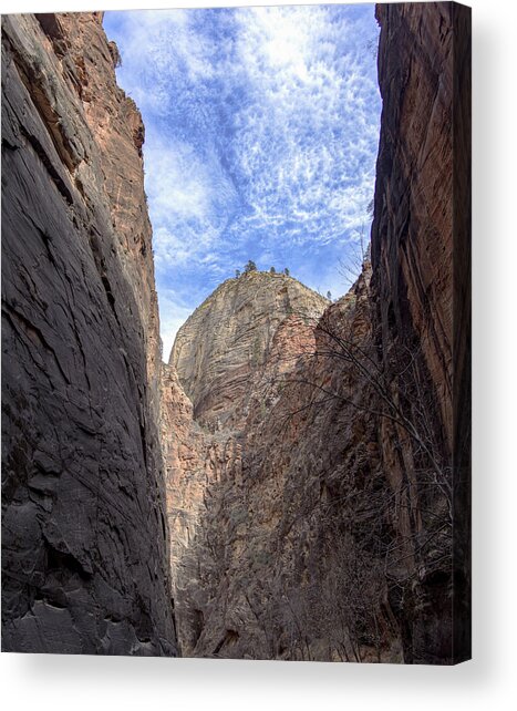 Towering Canyon Cliffs And Blue Sky Acrylic Print