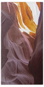 Curves Of Sunlit Antelope Canyon Walls Beach Towel