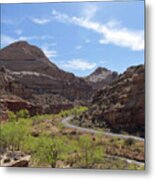 Winding Road Through Desert Canyon Metal Print