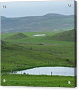 Tranquil Green Hills And Distant Sea Acrylic Print