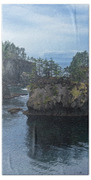 Serene Coastal Rocky Landscape Beach Towel