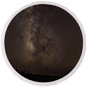 Milky Way Over Tranquil Shoreline Round Beach Towel