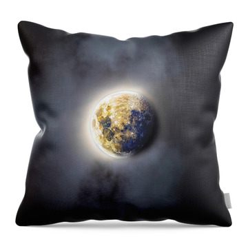 Celestial Moon In Ethereal Glow Throw Pillow