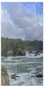 Coastal Serenity With Rugged Cliffs Beach Towel