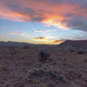 Desert Sunset Over Rugged Terrain Art Print
