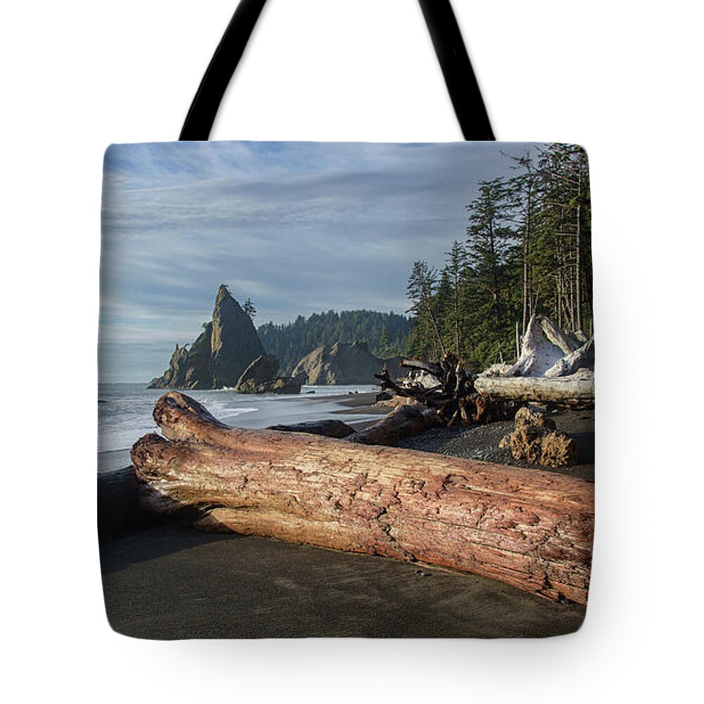 Driftwood on a Pebbled Beach Tote Bag