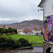 Street Scene with Colorful Mural Art Print