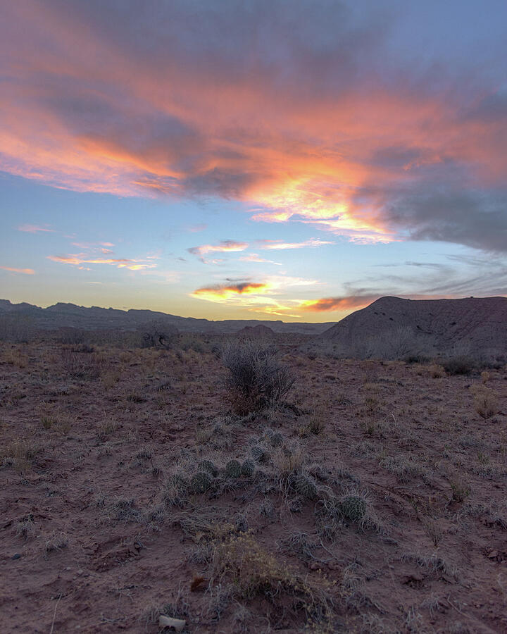 Desert Sunset Over Rugged Terrain Photograph by Brandon Wichmann